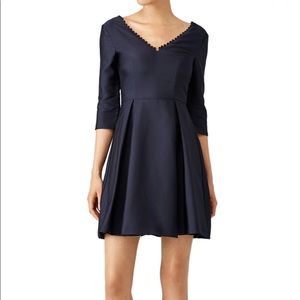 PAPER CROWN Navy Blue V Neck Formal Cocktail Dress